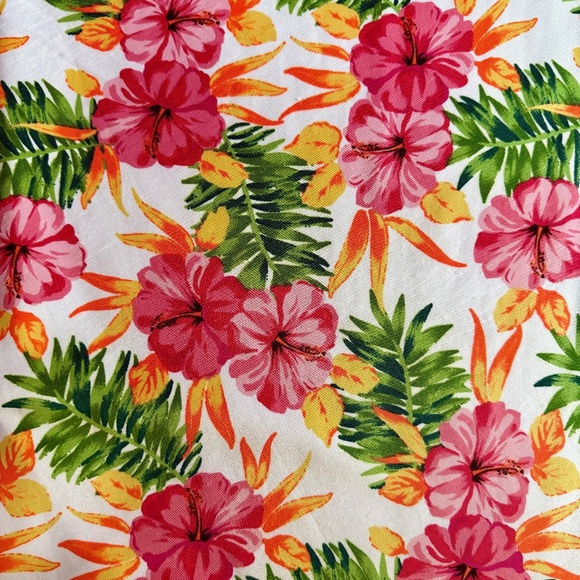 Hawaiian Print Tropical Swing Midi Skirt, Pink Green Orange White, Sz Large - Picture 4 of 4
